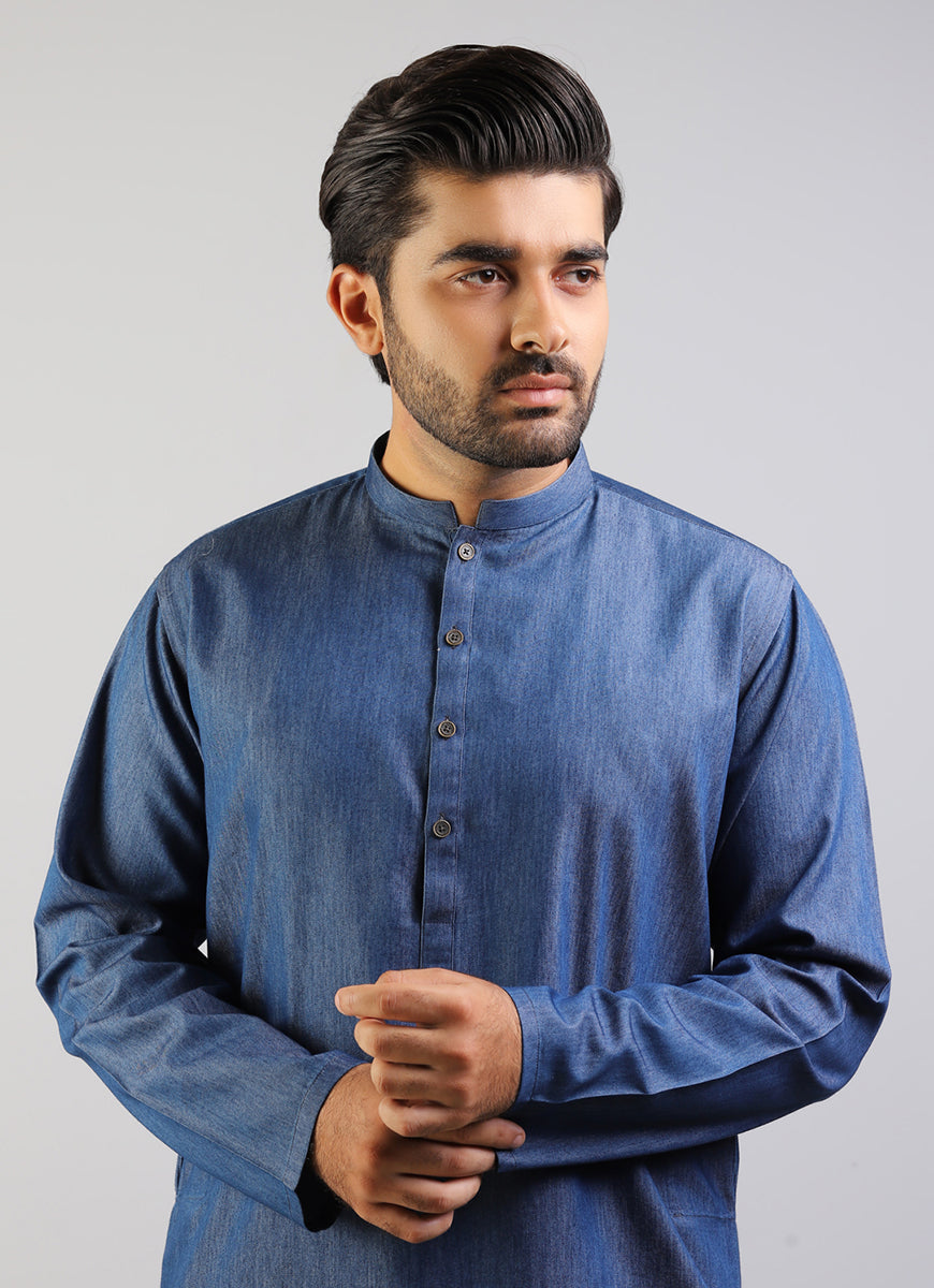Bermuda Blue Denim Cotton Kurta1