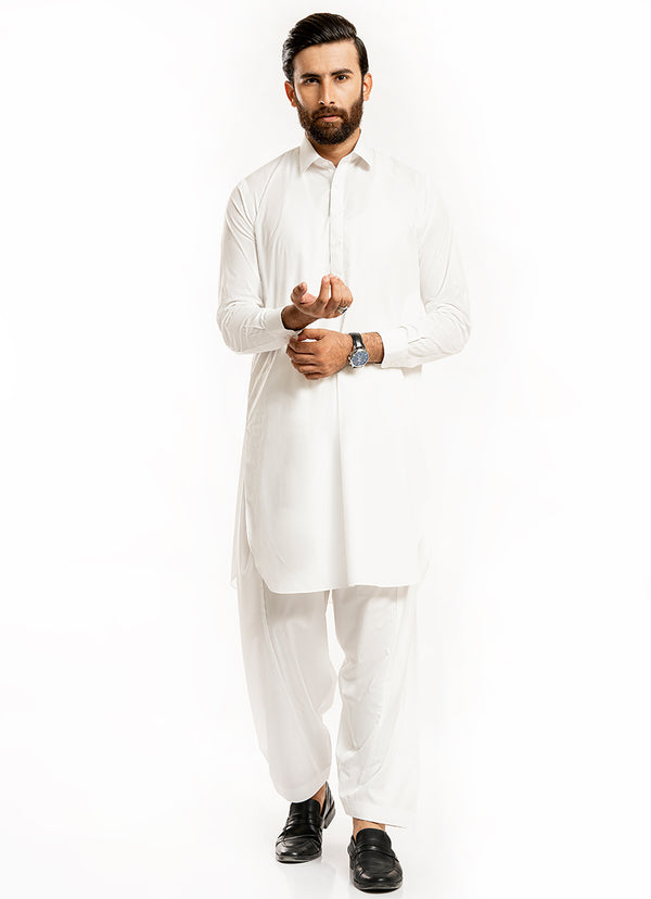 Off White Plain, Premium Poly Viscose Shalwar Kameez