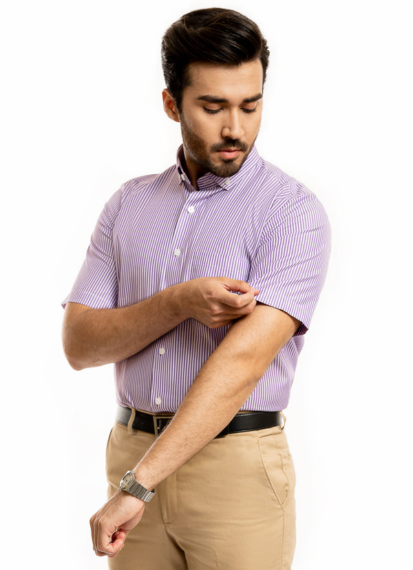 Stripe Purple, Delta Half Sleeves Shirt