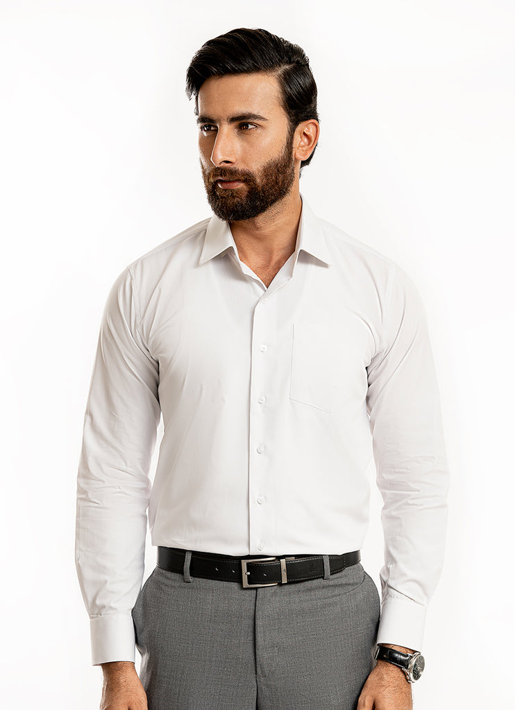 Plain- White, Delta Cotton Rich Formal Shirt – Lawrencepur