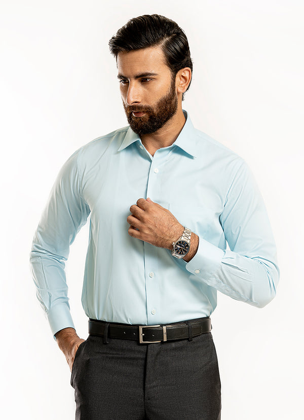 Stripes-White on Mint Base, Cotton Rich Charlie Formal Shirt