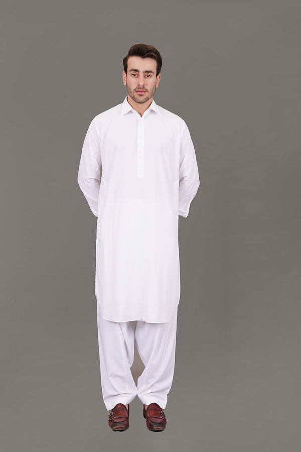 Off White Plain Delta Wash N Wear Shalwar Kameez