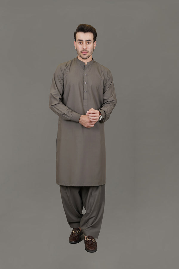 Olive Green Plain Delta Wash N Wear Shalwar Kameez