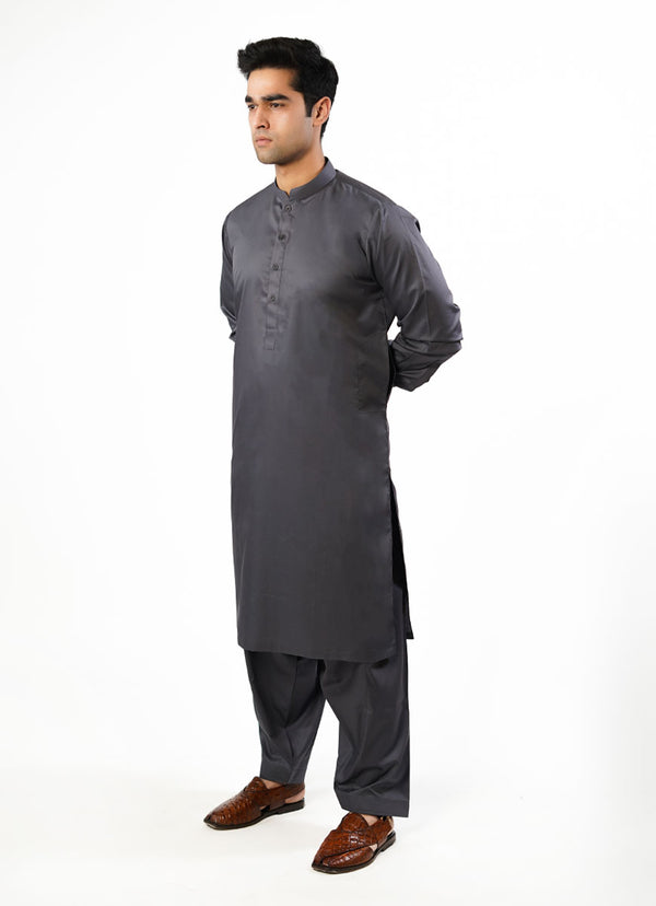 Plain Slate Grey Hi-End Egyptian Cotton Shalwar Kameez