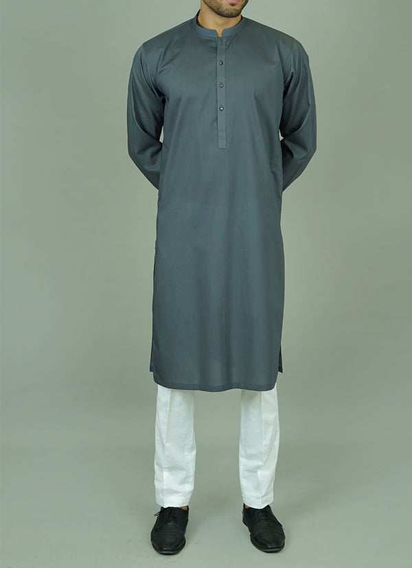 Dark Grey Plain Summer Cotton Kurta