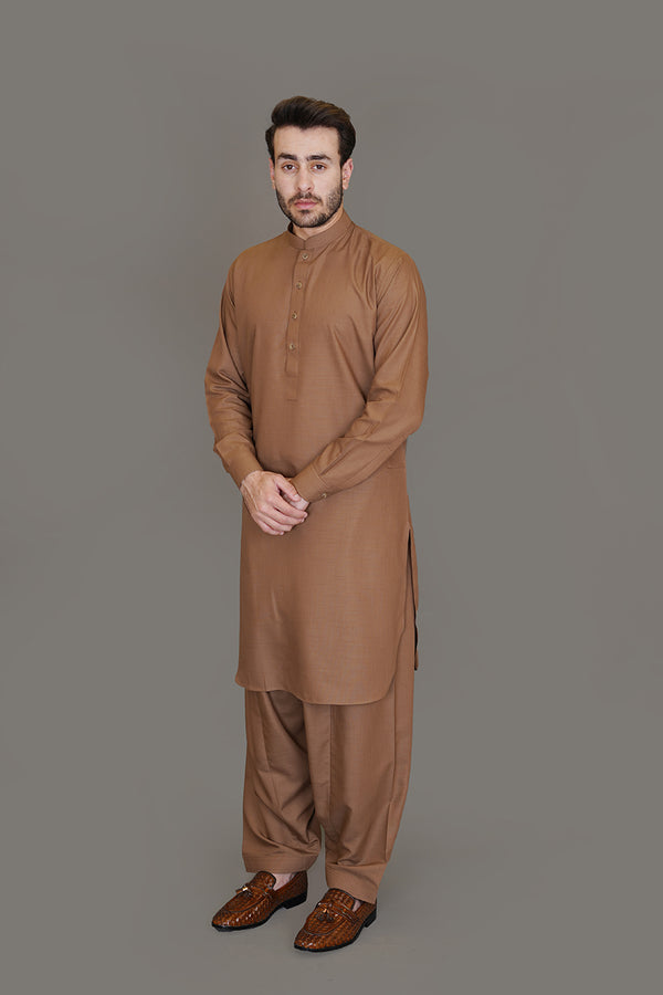 Shalwar Kameez - Delta Medium Brown Textured