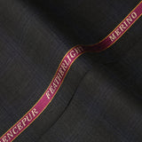 Big Checks-Charcoal Grey, Wool Blend, Featherlight Suiting Fabric