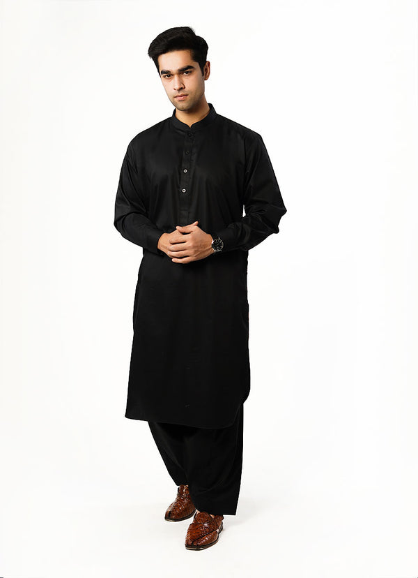 Plain Black Hi-End Egyptian Cotton Shalwar Kameez