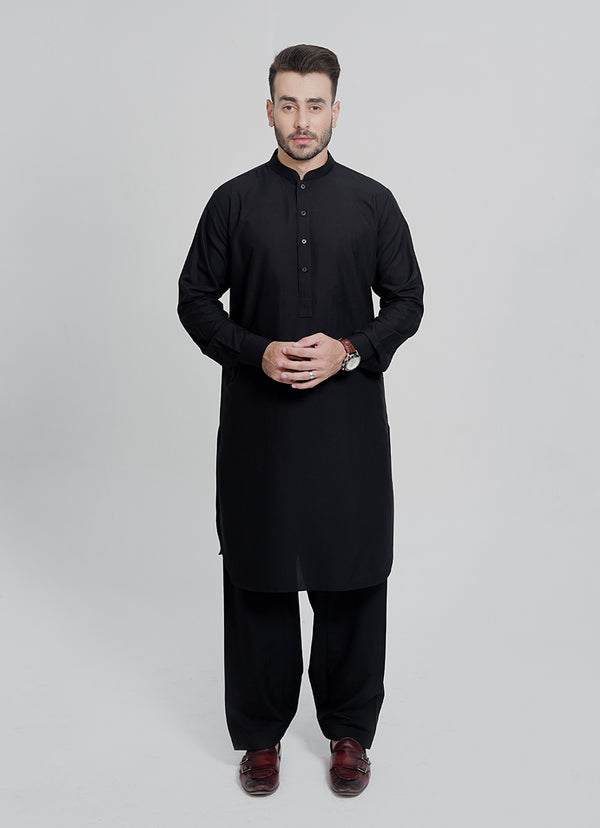 Shalwar Kameez - Broad Peak Egyptian Cotton Black Plain