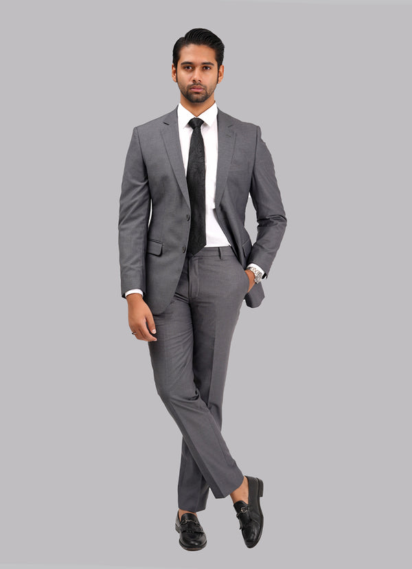 Dark Grey Plain 2-Piece Suit