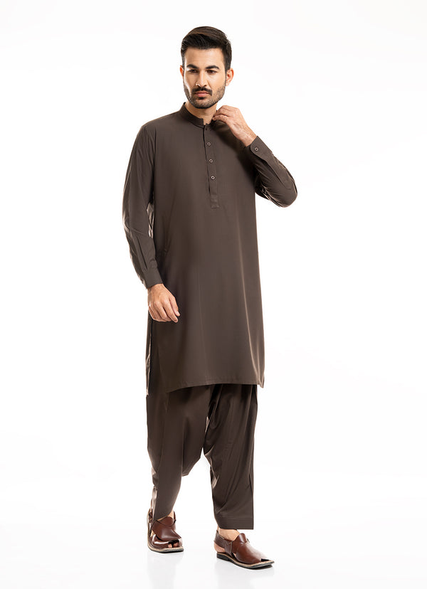 Plain-Brown, Delta Wash N Wear Shalwar Kameez Suit