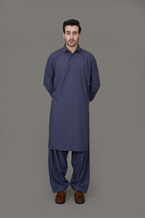 Delta Greyish Blue Plain, Wash N Wear Shalwar Kameez