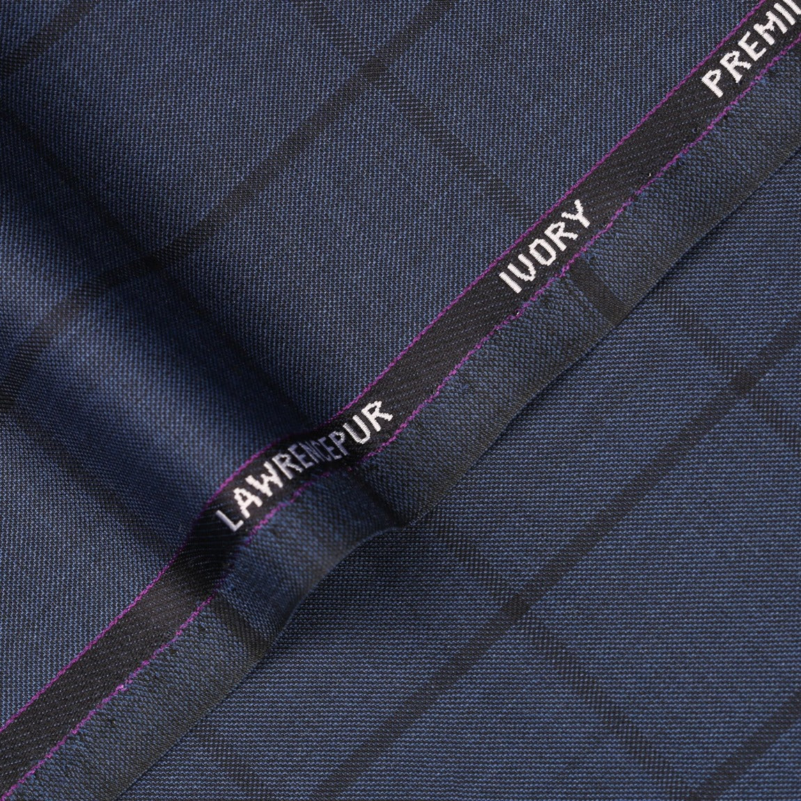 Window Pane Check Pattern Light Blue Windowpane Checks-Admiral Blue, Ivory Premium Wool Rich Suiting Fabric ...
