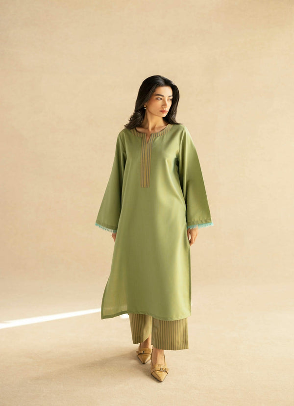 Plain-Lime Green Lyla Wool Blend Womens Shalwar Kameez Fabric