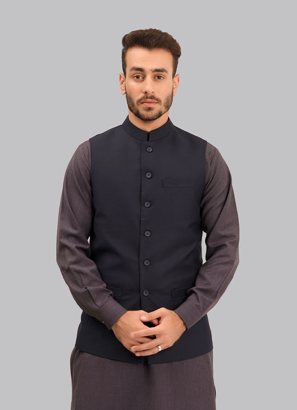 Plain Navy Blue Waist Coat