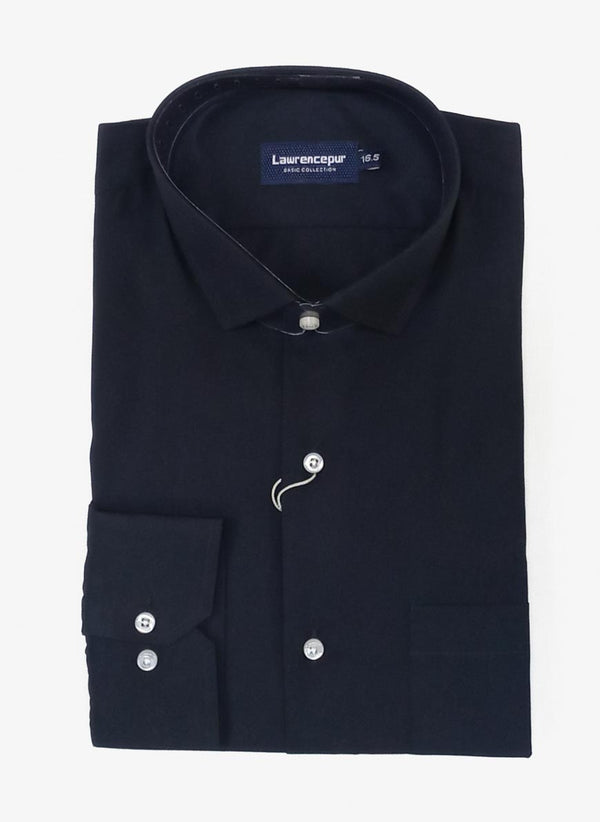 Black Plain Delta Cotton Rich Formal Shirt