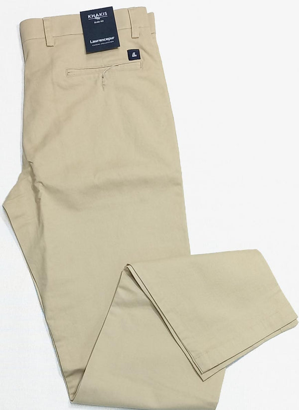 Beige Plain Cotton Stretch Chino Trouser