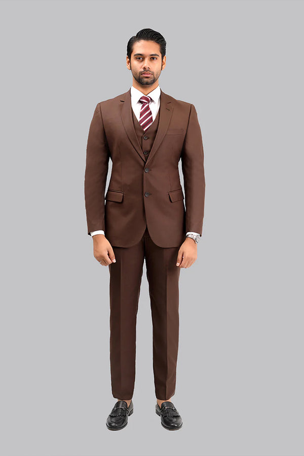 Chocolate Brown Plain Formal 2-Piece Suit