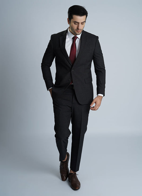 "Men's Black Wool Suit - Tropical Classic Collection"