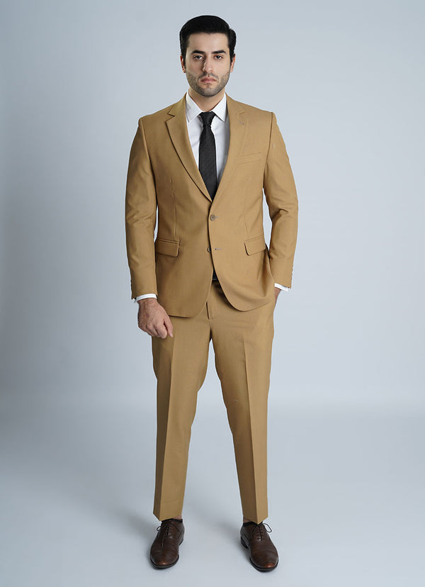 "Men's Camel Wool Suit - Tropical Classic Collection"