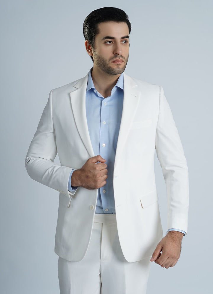 "Men's White Wool Suit - Tropical Classic Collection 02