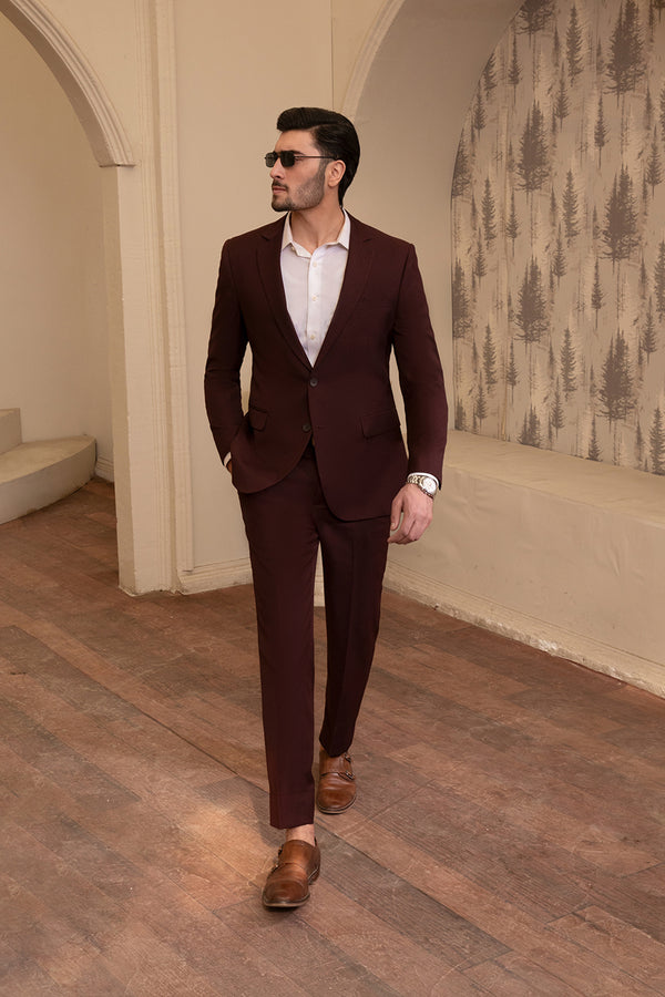Tropical Exclusive Maroon Plain 2-Piece Suit