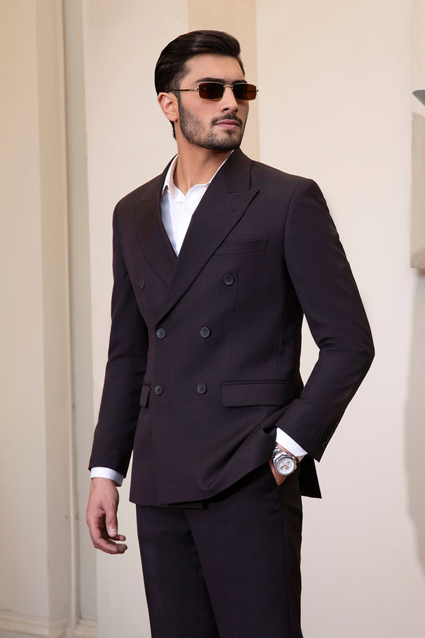 Tropical Exclusive Chocolate Brown Glen Plaid Checks Double Breasted 2-Piece Suit