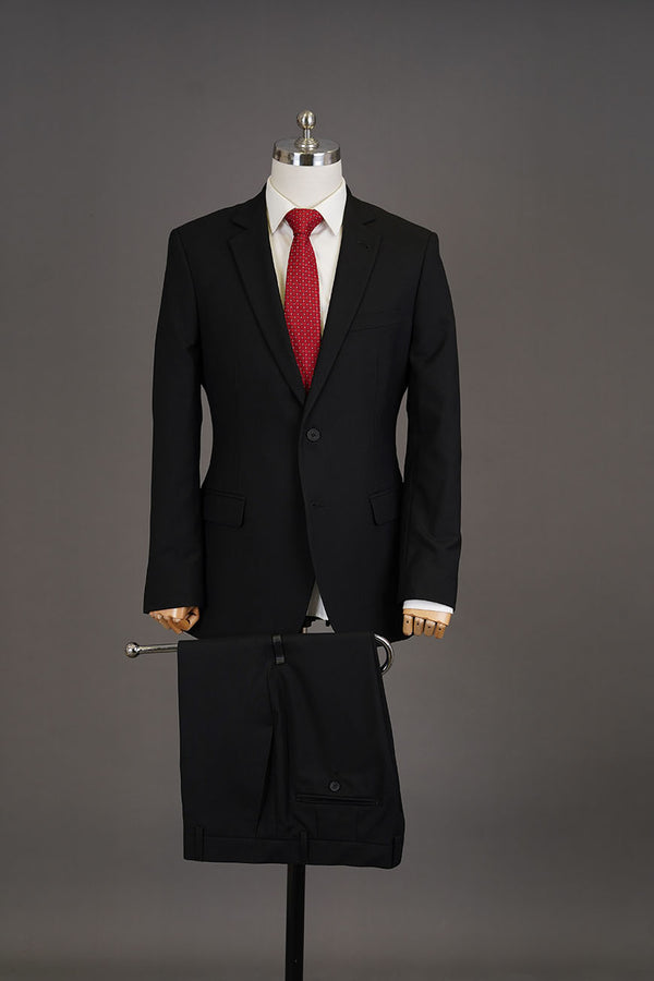 Black Plain  Super Fine 2-Piece Suit