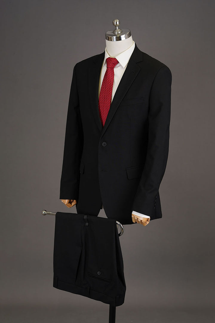 Black two-piece suit for men - back view - SKU 2220-12202-010-0-001