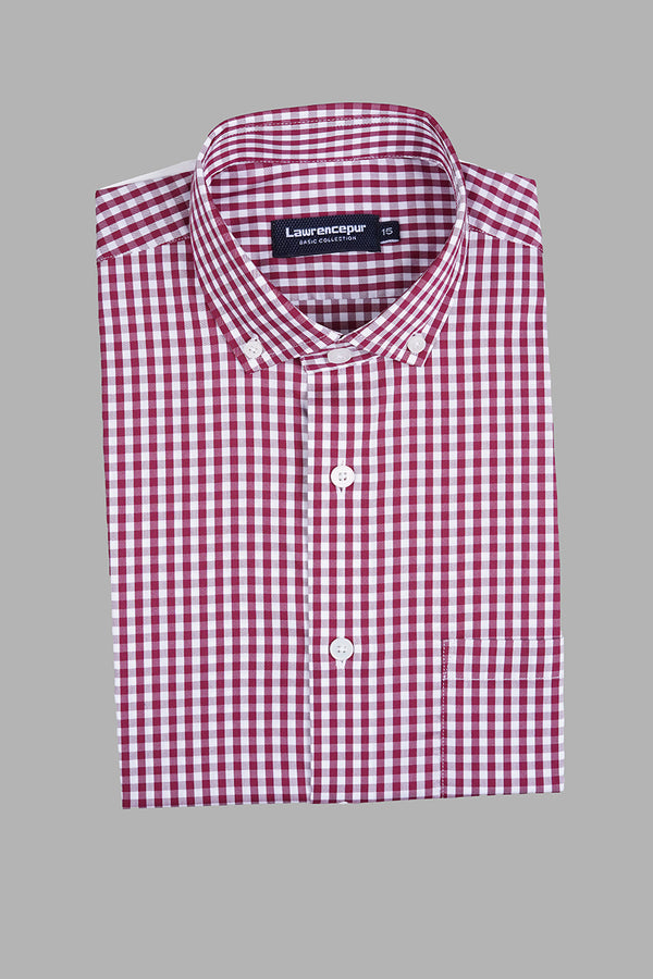 Red & White Plaid Shirt – Men’s Poly-Cotton Formal Wear