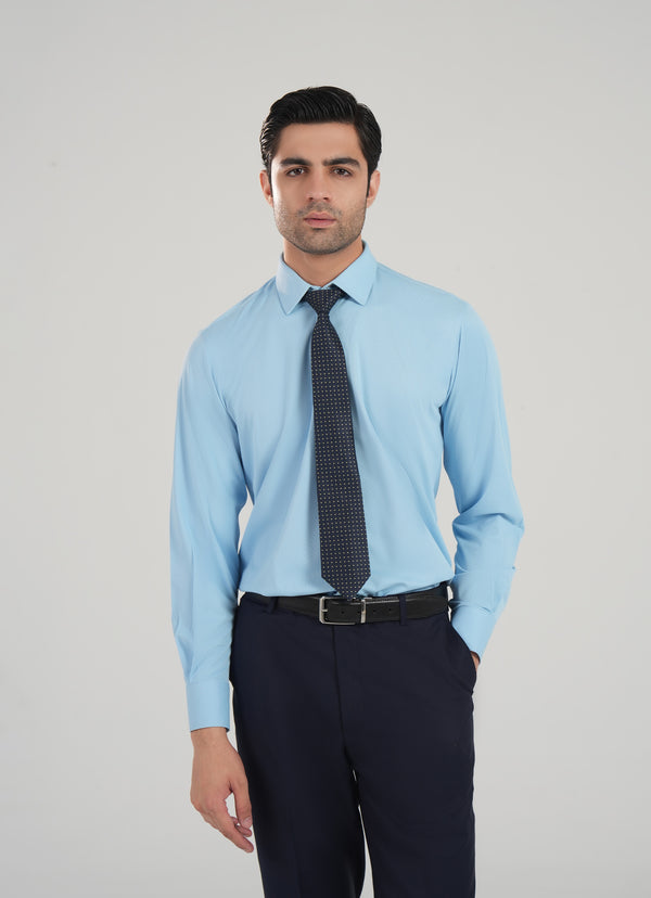 Sky Blue Supreme Formal Textured Shirt - Poly Cotton
