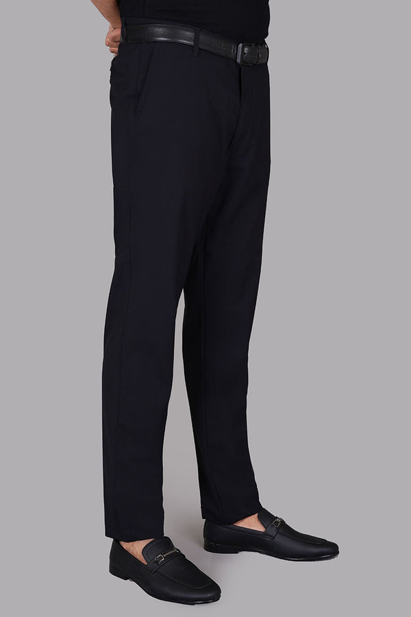 Casual Trouser - Nylon Spandex Leisure Trouser Black Plain