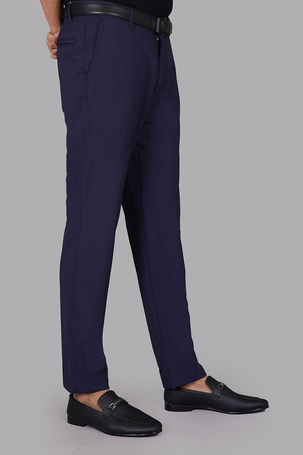 Casual Trouser - Nylon Spandex Leisure Trouser Navy Blue Plain