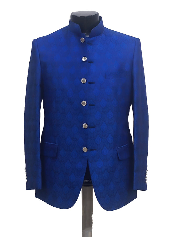 Prince Coat - Jamawar Blue Design