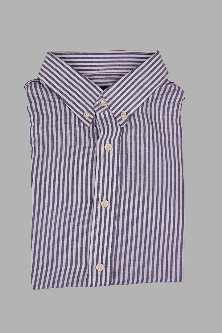 Greyish Black Striped Casual Shirt by Lawrencepur