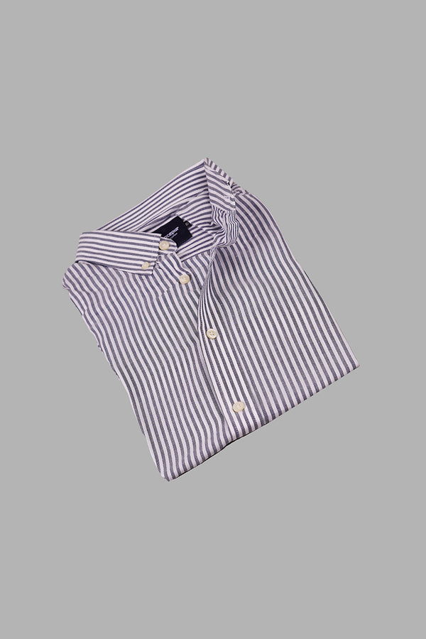 Greyish Black Striped Casual Shirt by Lawrencepur