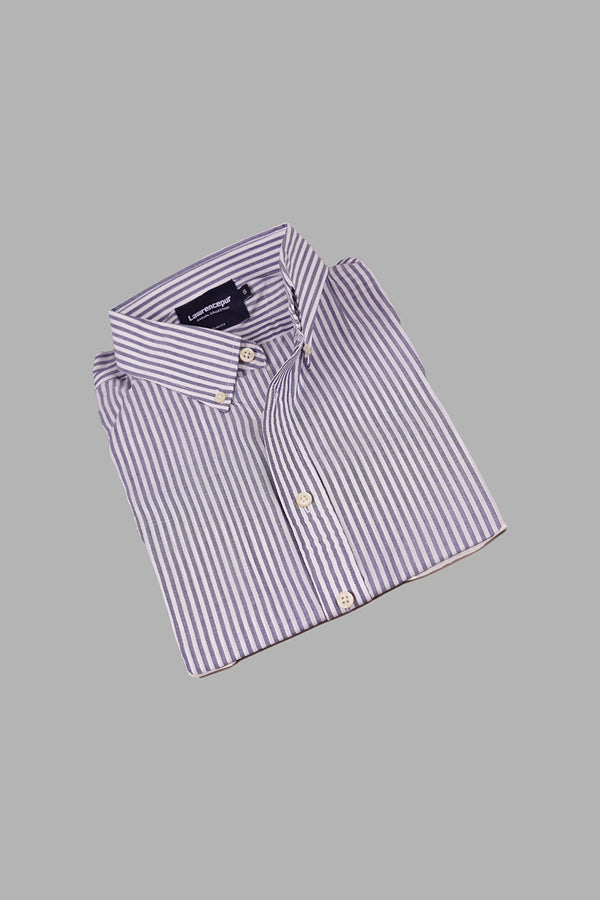 Ash Grey Striped Casual Shirt by Lawrencepur