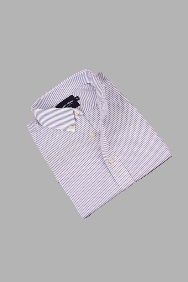 Light Green Striped Charlie Shirt - CVC Cotton