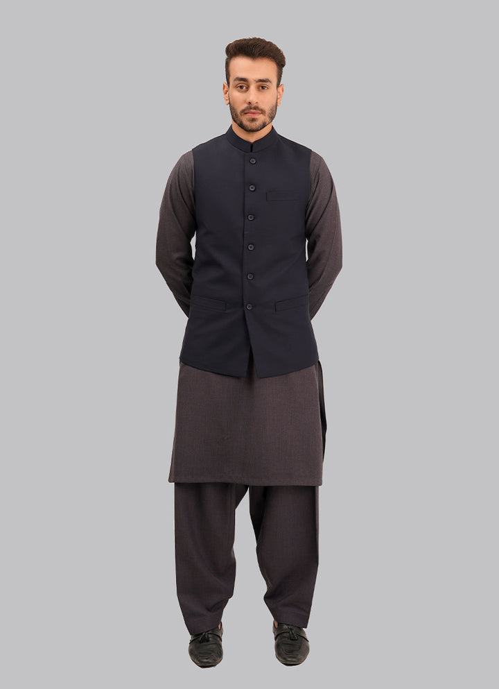 Men's navy blue plain waistcoat imported garment with refined style-2240-01507-030-0-003