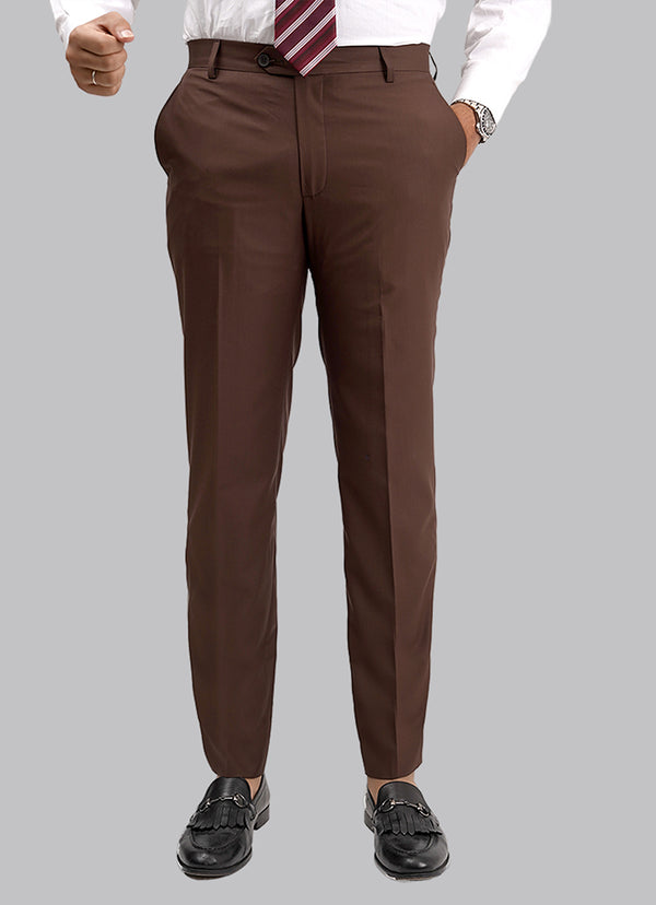 Chocolate Brown Plain Formal Trouser