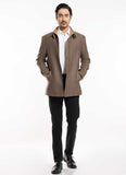 Brown Checks, Wool Rich Worsted Tweed Double Collar Jacket