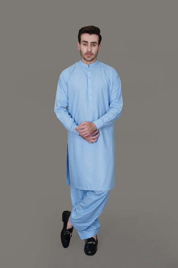 Delta Sky Blue Textured, Wash N Wear Shalwar Kameez