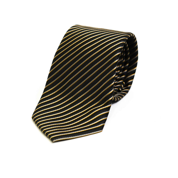 Ties - Silk Rich Black & Light Brown Stripes