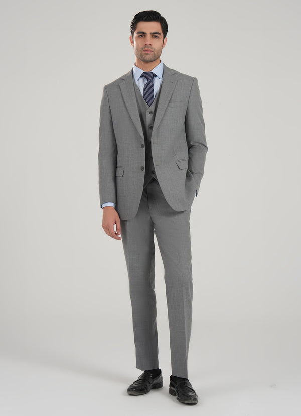 Grey 3 Piece Suit - Tropical Classic Poly Wool