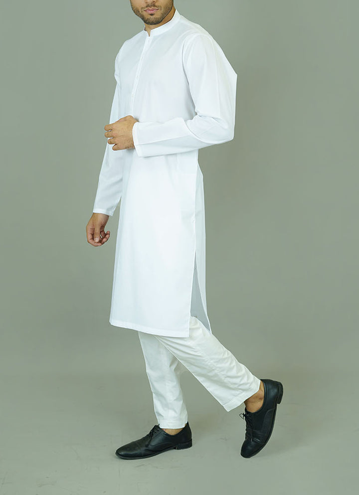 White summer kurta - Back view showing breathable cotton fabric