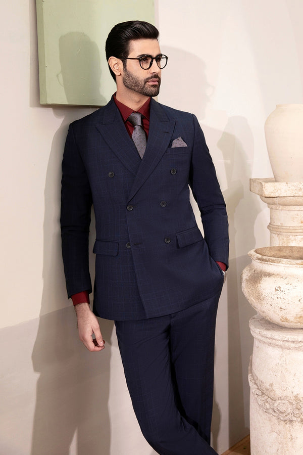 Tropical Exclusive Navy Blue Checks 2-Piece Suit