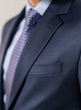 Plain Midnight Blue Wool Rich, Ivory Premium Classic Suit