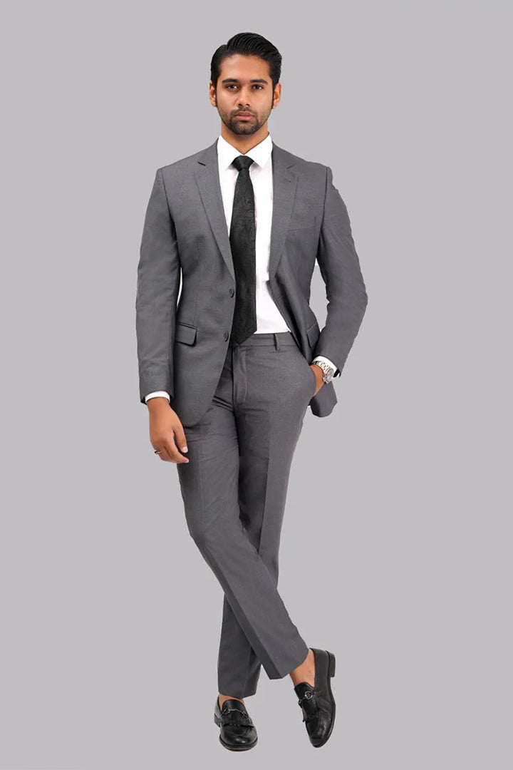 Dark Grey Men's Suit Plain 2-Piece Formal Wear Lawrencepur