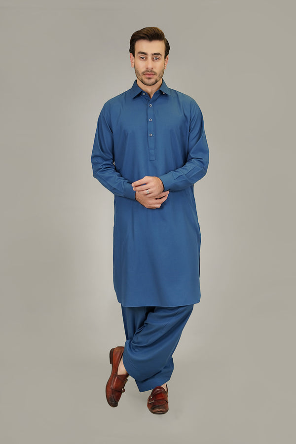 Shalwar Kameez - Baltoro Indigo Blue Plain