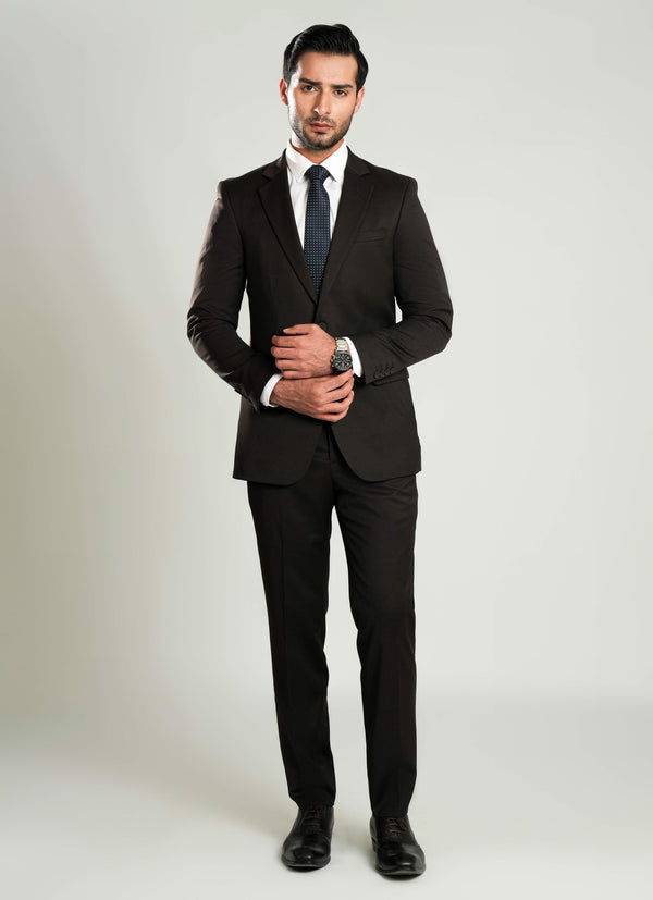 Formal 2 Piece Suit - Chocolate Brown Plain